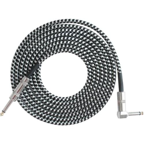 3m 10ft Mono Cable Audio Male to Male Black White Wove Coat Wire Copper Cord 6.3mm Plug for Electric Instruments HOT