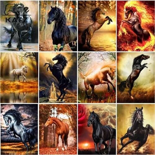 Black Horse Diamond Painting Kit Animal Crossing Lima Embroidery Cross Gift Diy Mosaic Artist Home Cross Stitch Decoration