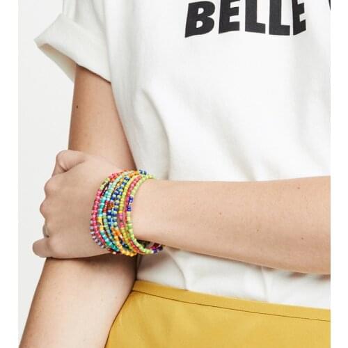 Find Me Bohemian Color Beaded Bracelet Set for Women Simple Elastic Strand Bracelets 2020 Summer Beach Jewelry Accessories