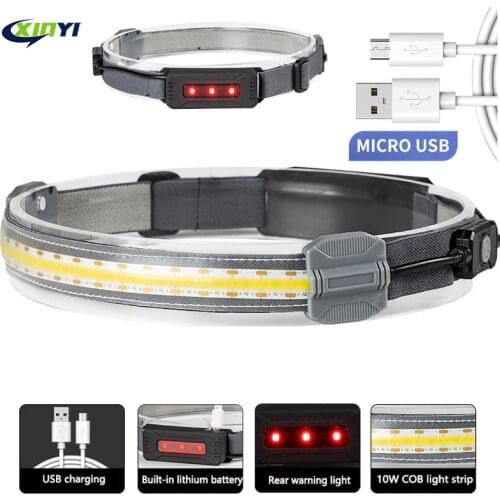 Led Headlamp Built-in Battery COB SMD2835 Rechargeable Headlight Head Waterproof Lamp White & Red Lighting for Camping Working