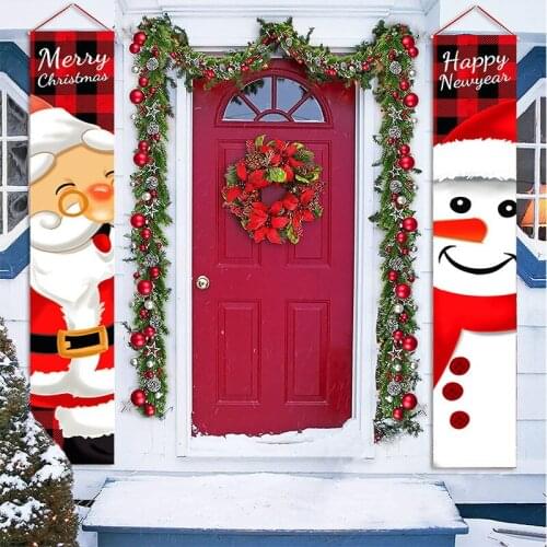New Christmas Door Decoration Couplet Outdoor Christmas Decoration Couplet Christmas Front Door Banner Holiday Supplies Pendant