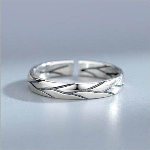 New Arrival Exquisite Thai Silver Crack 925 Sterling Silver Jewelry Simple Tree Pattern Personality Opening Rings R220