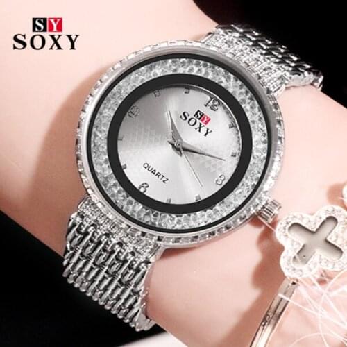 New Women Watches Crystal Feminino Relogio Luxury SOXY Stainless Watch Womens Female Hombre Quartz Wristwatch bayan kol saati