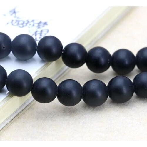Charm 12mm Scrub Black Onyx Round Shape Loose Beads Fit DIY Women Manual Accessories parts bracelet necklace jewelry gift 15