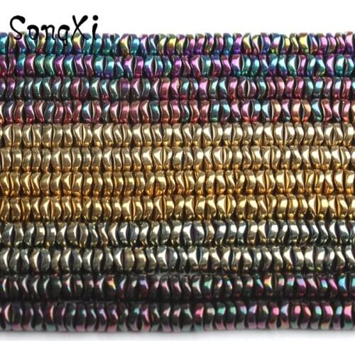 Wholesale 4mm Flat Shape Plating Hematite Spacer Diy Bracelet Necklace For Jewelry Making Bracelet Loose Stone Beads Natural