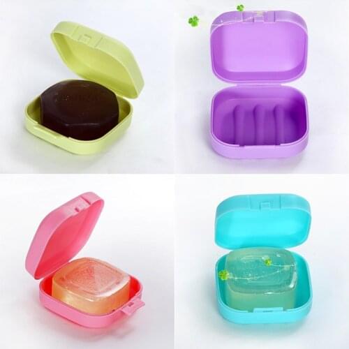 Candy Color Portable Soap Plastic Holder Travel Supplies Square Bathroom Accessories Soap Storage Container Soap Dish