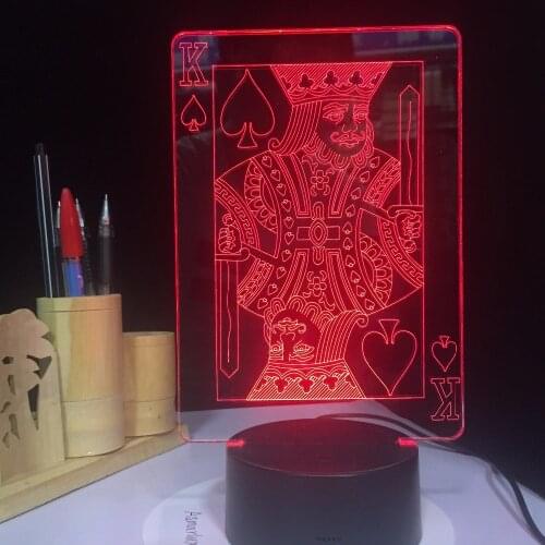 Poker King 3D LED Lamp Illusion Light Easter Decoration Flash LED For Table Desk Night Light With 7 Colors USB Touch Party Decor
