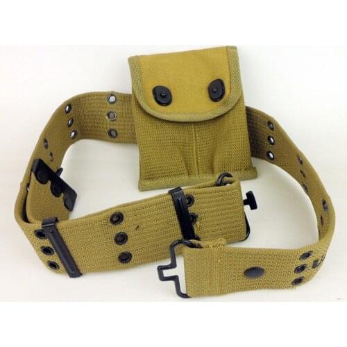 WWII WW2 US ARMY USMC S PISTOL BELT M1911 CLIP MILITARY POUCH CANVAS SET - World military Store