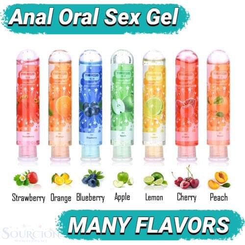 Sourcion 80ML Peach Blueberry Cherry Orange Edible Flavor Water Based Lubricant Sex Anal Oral Gel Sex Lube For Couple Adult
