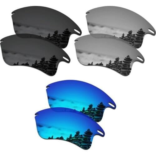 SmartVLT 3 Pairs Polarized Sunglasses Replacement Lenses for Oakley Fast Jacket XL Stealth Black & Silver Titanium & Ice Blue