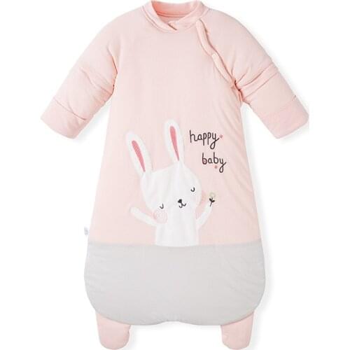 Winter Baby Sleeping Bag Soft Cottton Envelope Newborn Discharge Rabbit Cartoon Detachable Sleeve Sleep Sack for Children Autumn