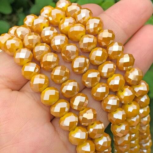 Porcelain AB Dark Yellow Rondelle Crystal Glass Faceted Loose Spacer Beads For Jewelry Making Diy Earring Bracelet Accessories