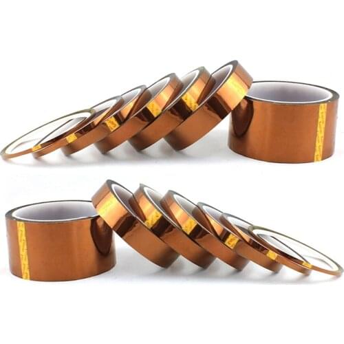 High Temperature Resistant tape Heat dedicated Tape Polyimide Adhesive Tape 4mm 7mm 10mm 12mm 20mm 25mm 35mmx100ft for 3d printe