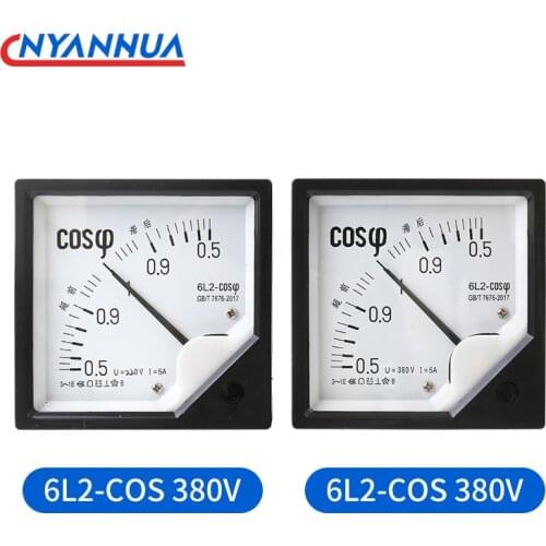 AC cosφ Pointer Power Factor Meter 6L2-COS Panel meter AC220V AC380V 5A Phase Meter