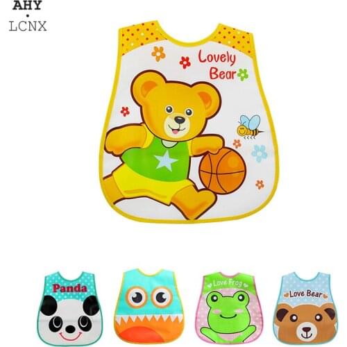 High Quality Baby Bib Adjustable Infant Apron Cartoon Bibs Children Plastic Waterproof Lunch Feeding Bibs Kids Boys Girls Cloth