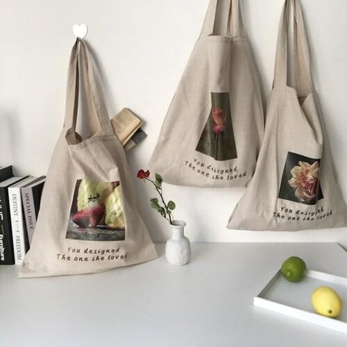 Womens Bags Cotton Canvas Female Handbags Youth Handbags Ladies Casual Canvas Middle Bag Crossbody Shoulder Bag Whole Sale