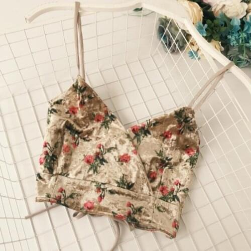 Vintage Sexy Corset Top Velvet Froal Club Wear Chest Blinder Backless Bustier Crop Tops Women Clothes 2021 Sleeveless Tank Top