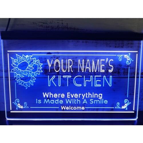 0S008 Name Personalized Welcome Kitchen Bar Wine Beer Dual Color LED Neon Sign