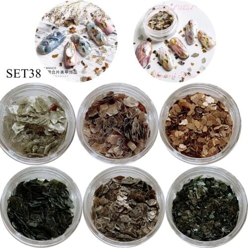 1Set 6colors Mica Sheets Pieces in Jars Rock Sheets pieces 6jars/set