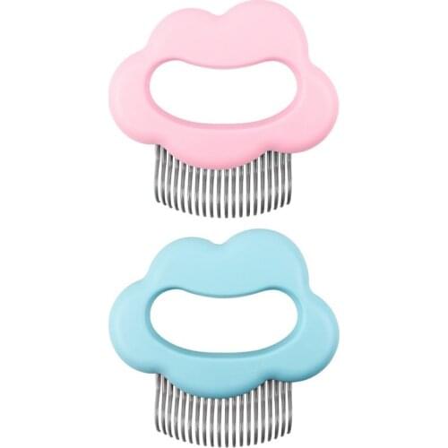2 Colors Pet Massage Brush Shell Shaped Handle Pet Grooming Massage Tool to Remove Loose Hairs Only for Cats