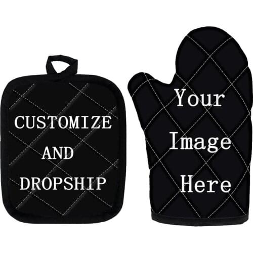 Customize Oven Mitts Baking 2Pcs/set Kitchen Microwave Gloves Polyester Insulation and Anti-scalding Gloves Potholder Mat