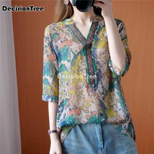 2021 chinese style women hanfu costume flower print shirt clothes traditional chinese tang suit hanfu top oriental blouse