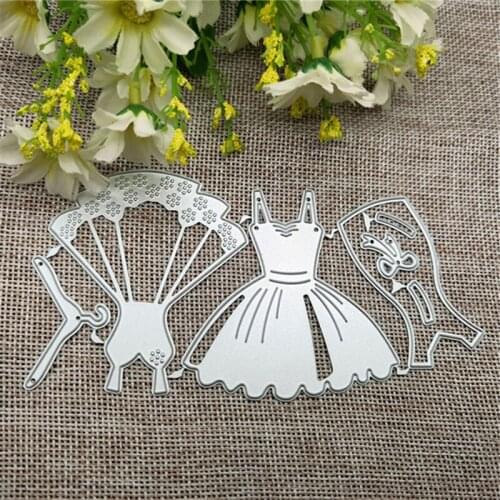 3pcs Dies Cut Women Dress Metal Cutting Die Stencils for DIY Scrapbooking Album Decorative Embossing Handmade Paper Cards Gift