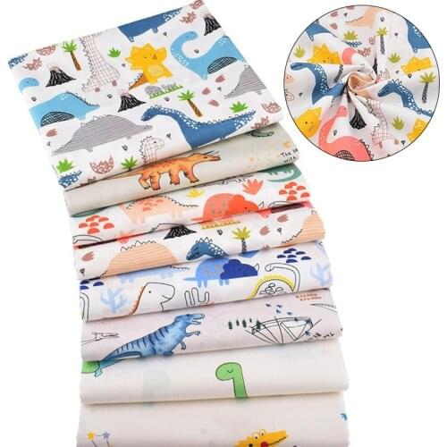 8pcs/set 25*25cm Hearts Stripe Dinosaur Mixed Print Cotton Fabric Patchwork DIY Sewing Craft Handmade Cloth Quilting Accessories