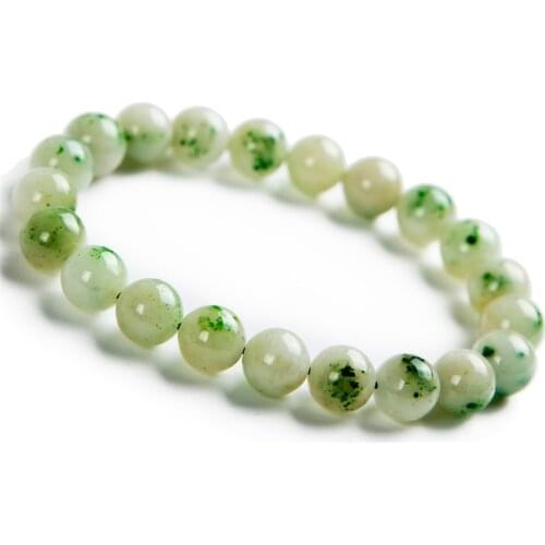 9mm Genuine Natural Green Dushan Crystal Bracelets For Women Round Bead Charm Stretch Bracelet