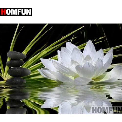 HOMFUN Diamond Painting Cross Stitch Pattern 5D Diamond Embroidery "Water flower grass" Home Decor DIY diamond Art A30225