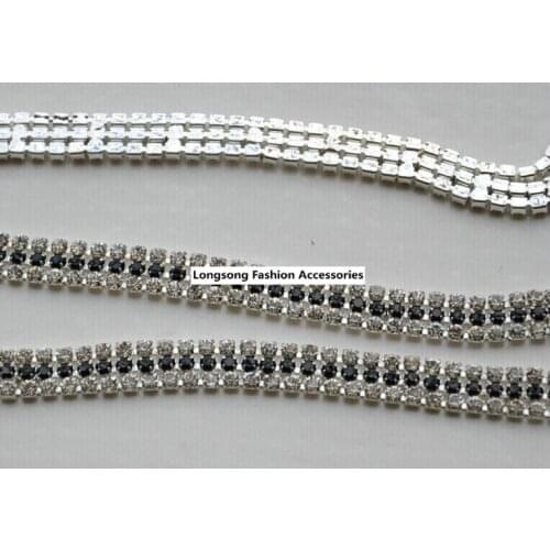 Free Shipping 5 yards Crystal Rhinestone Trim, Rhinestone Applique, Bridal Applique,Wedding Applique,Rhinestone Chain LSRT12182