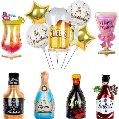 Large Beer Cup Bottle Foil Balloons Birthday Party Decorations Champagne Cup Air Globos Baby Shower New Year Eve Party Supplies