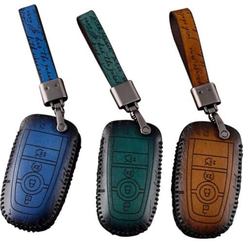 Genuine Leather Car Auto Remote Car Key Shell Case Protector Cover for Ford Focus 2 Focus 3 Kuga Ecosport Edge Car Accessories