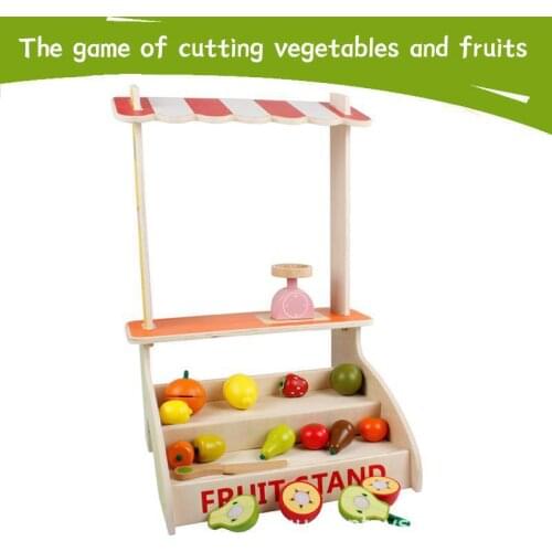 Wooden Simulation Selling Fruits And Vegetables Stand Cut Cerer Childrens Role Play Toys Set Puzzle Interactive Toy Gift