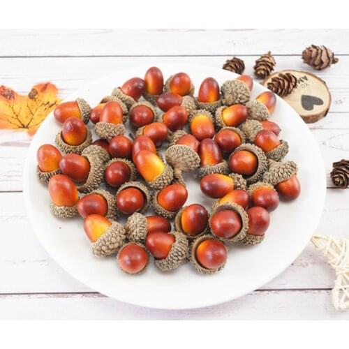 20pcs 3.3x2.3cm Artificial Simulation Small Acorn Plant Decoration Fake Fruit Autumn Home House Kitchen Decor Photography Props
