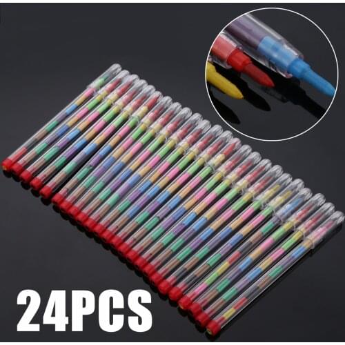 24Pcs/Lot Swap Point Crayons Stacker Pencils Party Fillers Drawing Pen Set Drawing Pen School Office Supplies For Kids Gift
