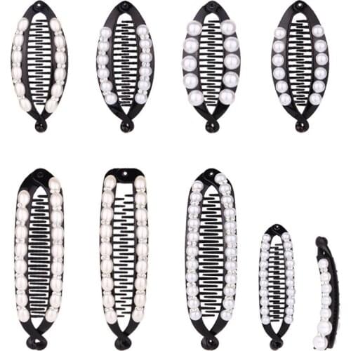 Korean Version Of Pearl Banana Clip Vertical Clip Horsetail Twist Clip Headdress Small Fragrance Wholesale Hair Clip New