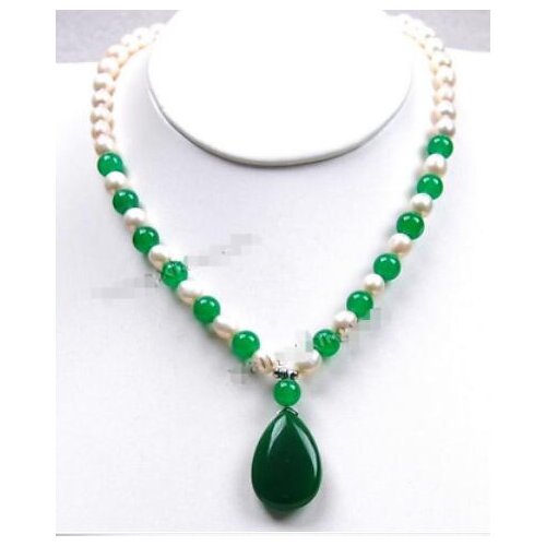 Fashion 7-8mm White Akoya Cultured Pearl pendant(20x30mm) Necklace 18"