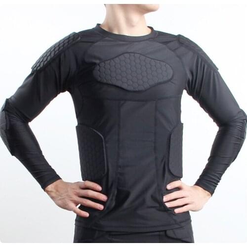 Mens Motorcycle Padded Compression T-Shirt Protective Gear Training Shirt Long Sleeve