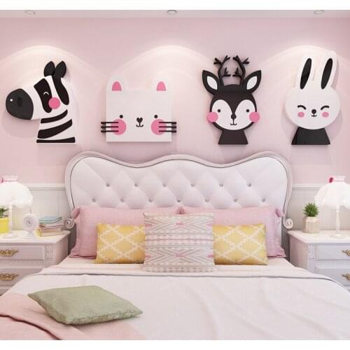 WS33 Cartoon animal wall paste 3d three-dimensional childrens room layout bedroom bedside wall sticker acrylic wall sticker
