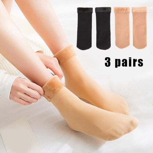 New 3 Pair Winter Warm Socks Womens Super Thick Socks Soft Warm Comfort Casual Winter Socks Above Ankle N66