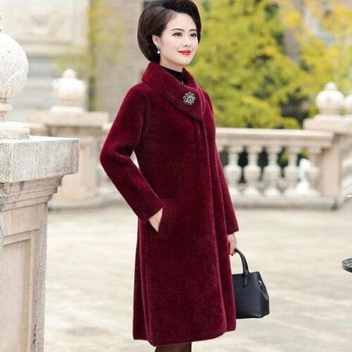 New 2021 Winter Jacket Mink Fleece Faux Fur Womens Woolen Coats Mid-length Large Size Thick Warm Female Outwear Plus Size M-5XL