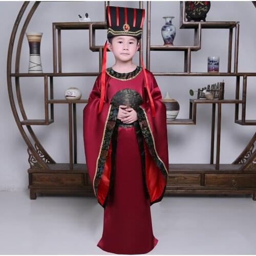 New Childrens Chinese Folk Dance National Hanfu Red Ancient China Costume Tang Suit Stage Cosplay Costumes