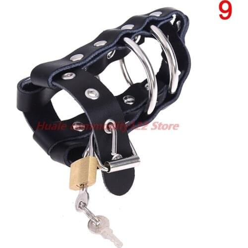 Hot Genuine Leather Male Chastity Device With Penis Ring,Cock Cages,testis Lock,Chastity Belt,Cock Ring,Adult Game,Sex Toy