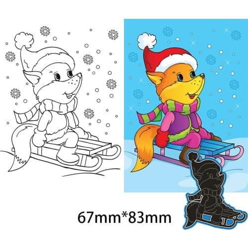 Metal Cutting Dies fox Tobogganing New Scrapbook paper template Embossing DIY Paper Card Craft 67*83mm