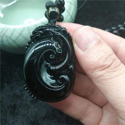 Drop Shipping Brand New Black Stone Bead curtain obsidian pendant transhipped polishing ruyi head pendant black Pendants