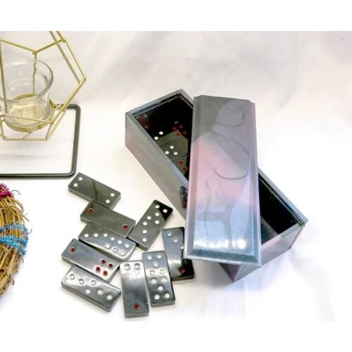 R58E 1 Set Domino Storage Box Epoxy Resin Mold DIY Crafts Casting Tools Jewelry Container Organizer Holder Silicone Mould