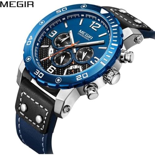 Relogio Masculino MEGIR Sport Chronograph Mens Watches Top Brand Luxury Quartz Clock Waterproof Big Dial Watch Men Reloj Hombre