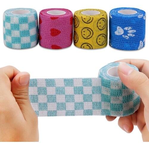 4 Type Non-Woven Fabric Self-Adhesive Fixing Tape Pattern Bandage Wrapped Elastic Joints Support Tape Waterproof Posture Correct