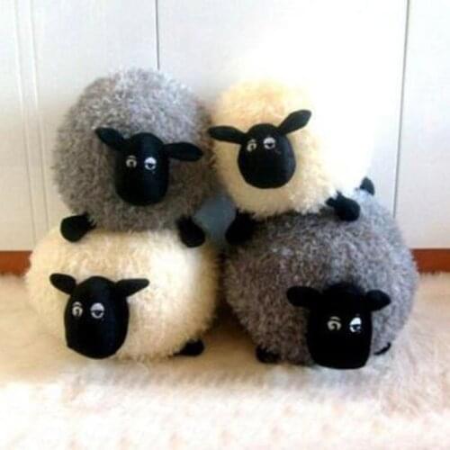 1x 20/30cm Funny Cute Sheep Pillow Cushion Plush Toys Soft Comfort Cushion Stuffed Dolls Baby Kids Cartoon Gift White/Gray